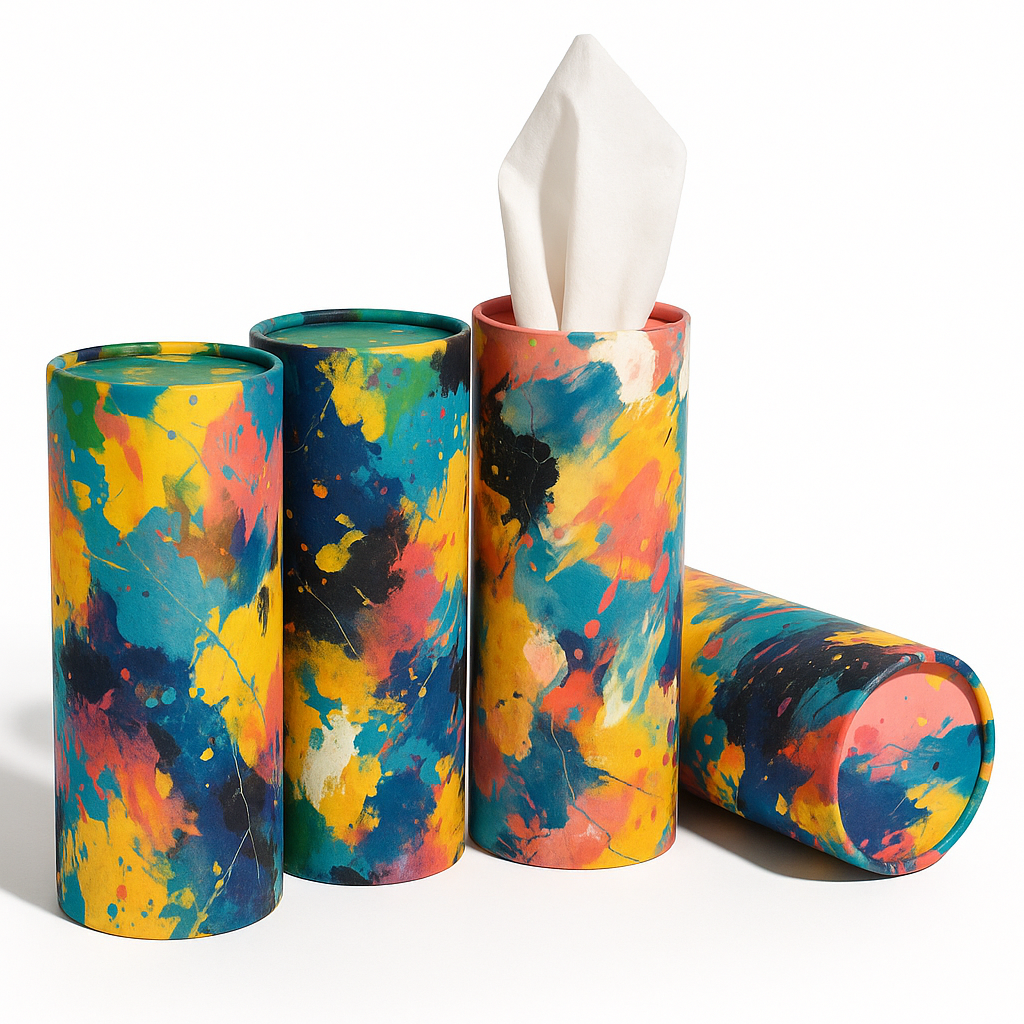 DHP-PPT-001 Custom Sustainable Rigid Paper Cylinder Car Tissue Box Tube for Car Cup Holder